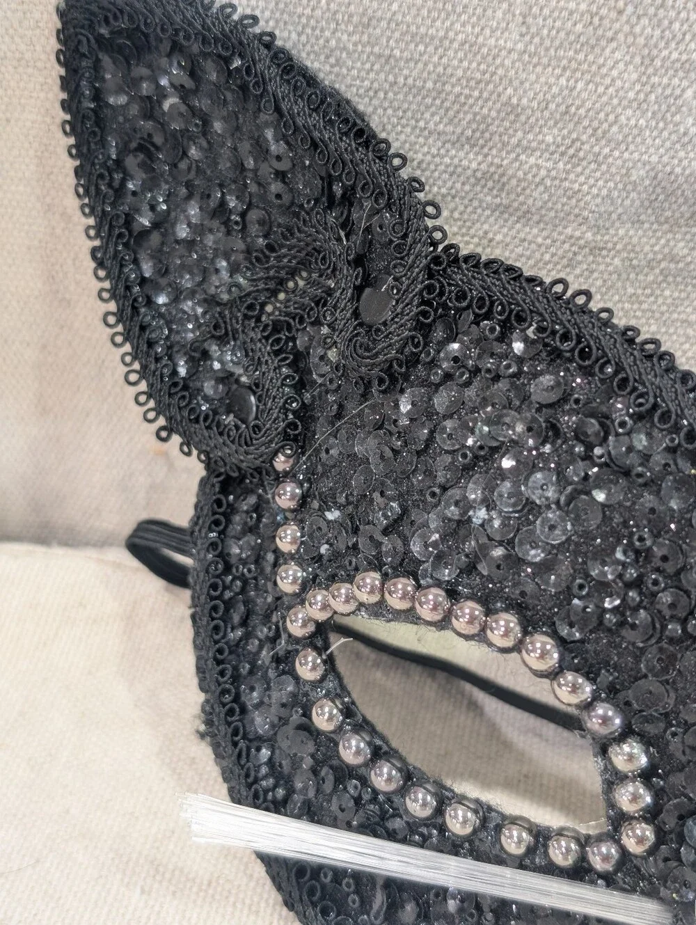 Halloween black cat masquerade mask sequins costume dark romantic whimsy adult
